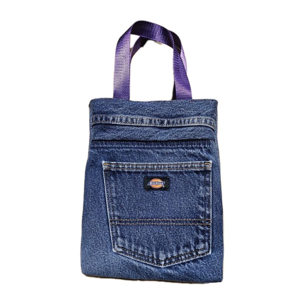 Handmade Upcycled Tote Bag With Handles Dickies Denim Cotton Eco Sustainable